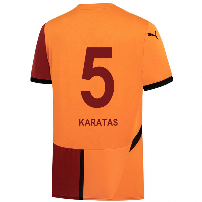 Kids Football Eda Karataş #5 Yellow Red Home Jersey 2024/25 T-Shirt Canada