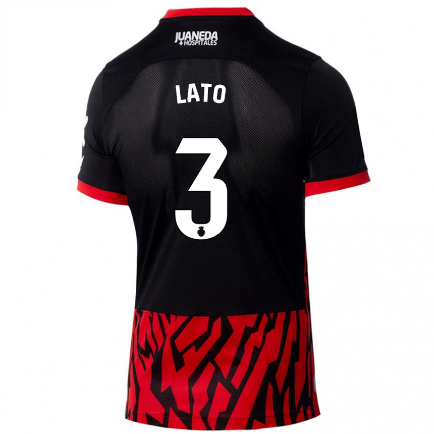 Kids Football Toni Lato #3 Black Red Home Jersey 2024/25 T-Shirt Canada