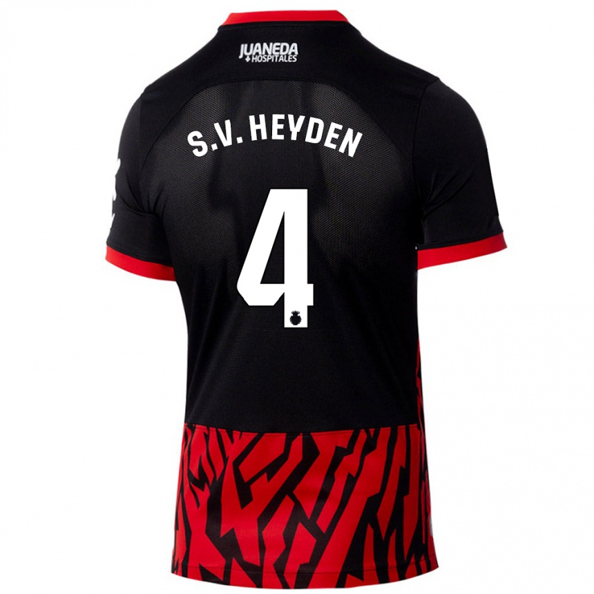 Enfant Football Maillot Siebe Van Der Heyden #4 Noir Rouge Tenues Domicile 2024/25 Canada