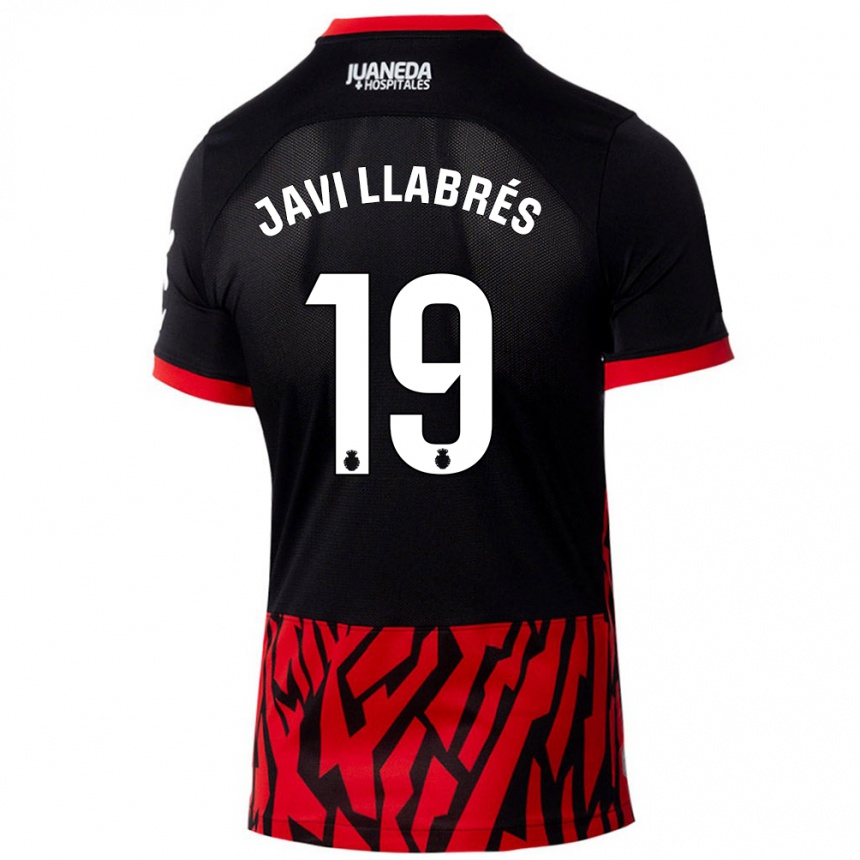 Kids Football Javi Llabrés #19 Black Red Home Jersey 2024/25 T-Shirt Canada