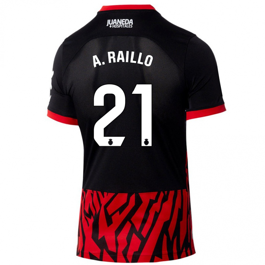 Kids Football Antonio Raíllo #21 Black Red Home Jersey 2024/25 T-Shirt Canada