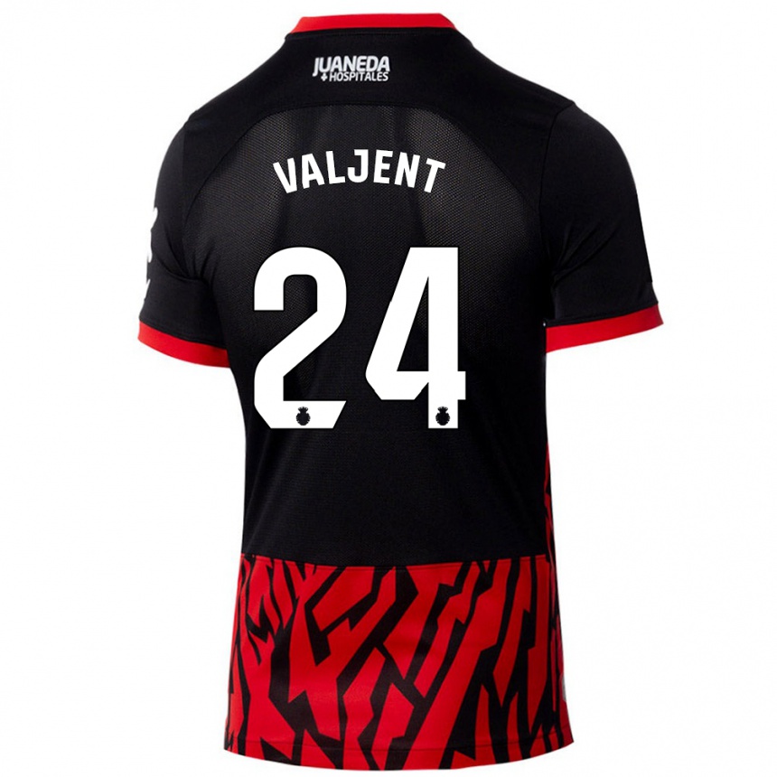 Kids Football Martin Valjent #24 Black Red Home Jersey 2024/25 T-Shirt Canada