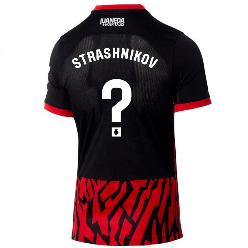 Kids Football Nikolay Strashnikov #0 Black Red Home Jersey 2024/25 T-Shirt Canada