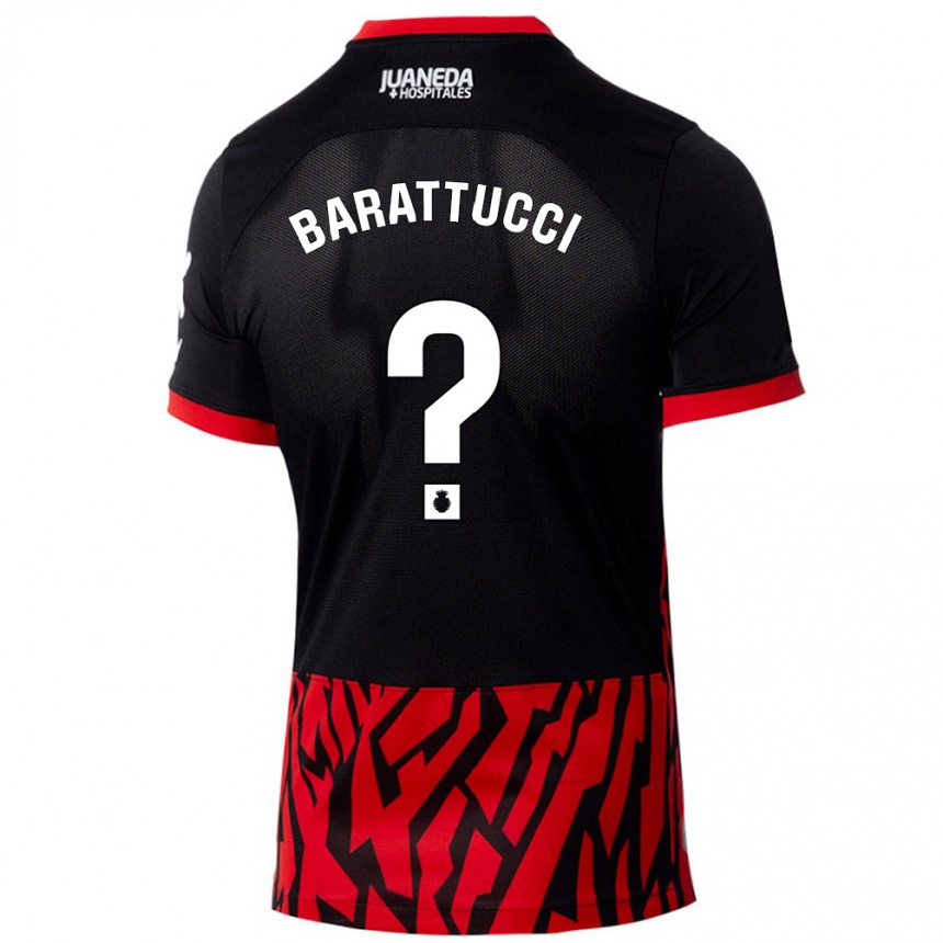 Kids Football Nicolás Barattucci #0 Black Red Home Jersey 2024/25 T-Shirt Canada