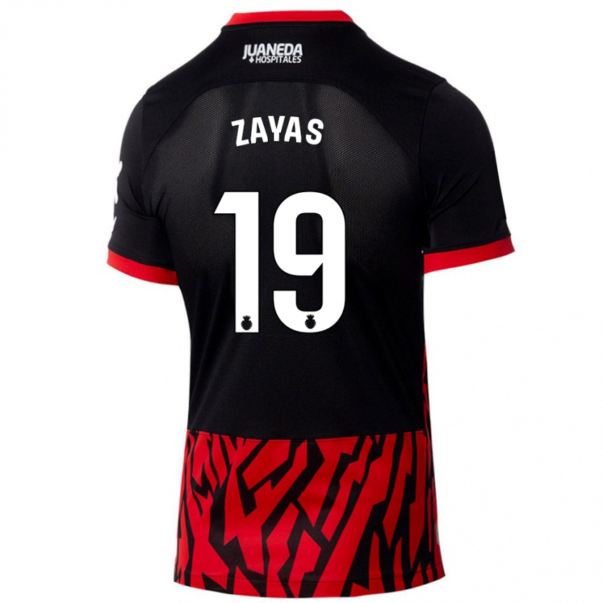 Kids Football Yosmel Zayas #19 Black Red Home Jersey 2024/25 T-Shirt Canada