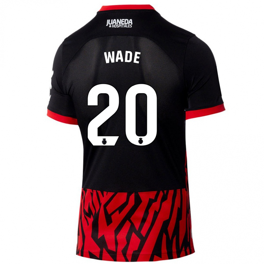 Kids Football Sebas Wade #20 Black Red Home Jersey 2024/25 T-Shirt Canada