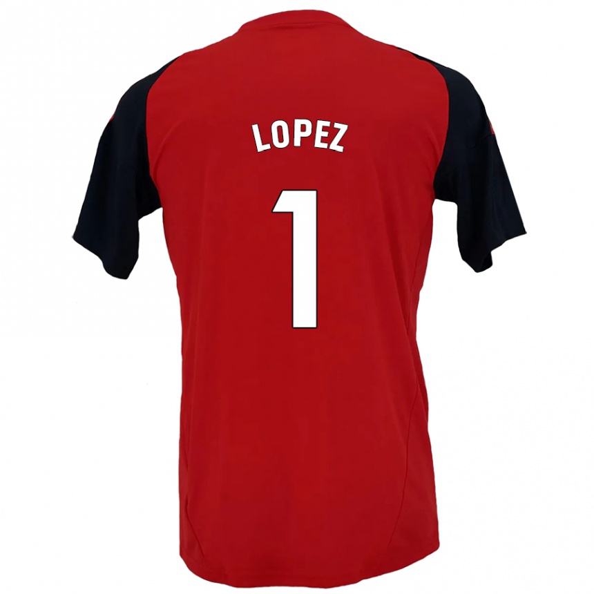 Kids Football Luis López #1 Red Black Home Jersey 2024/25 T-Shirt Canada