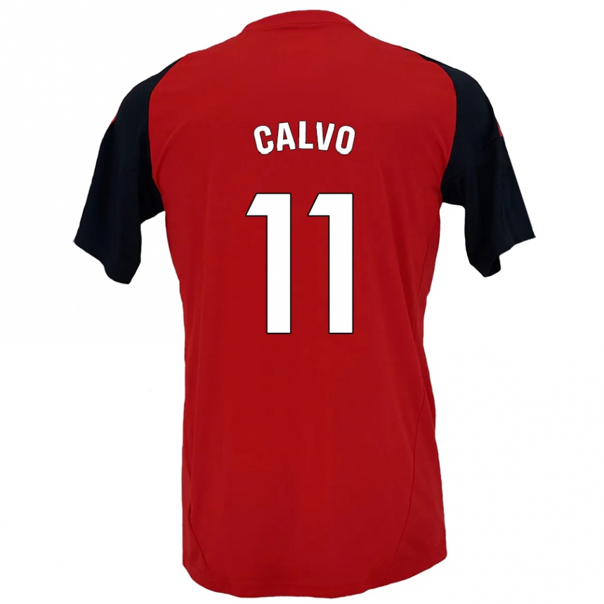 Enfant Football Maillot Álex Calvo #11 Rouge Noir Tenues Domicile 2024/25 Canada