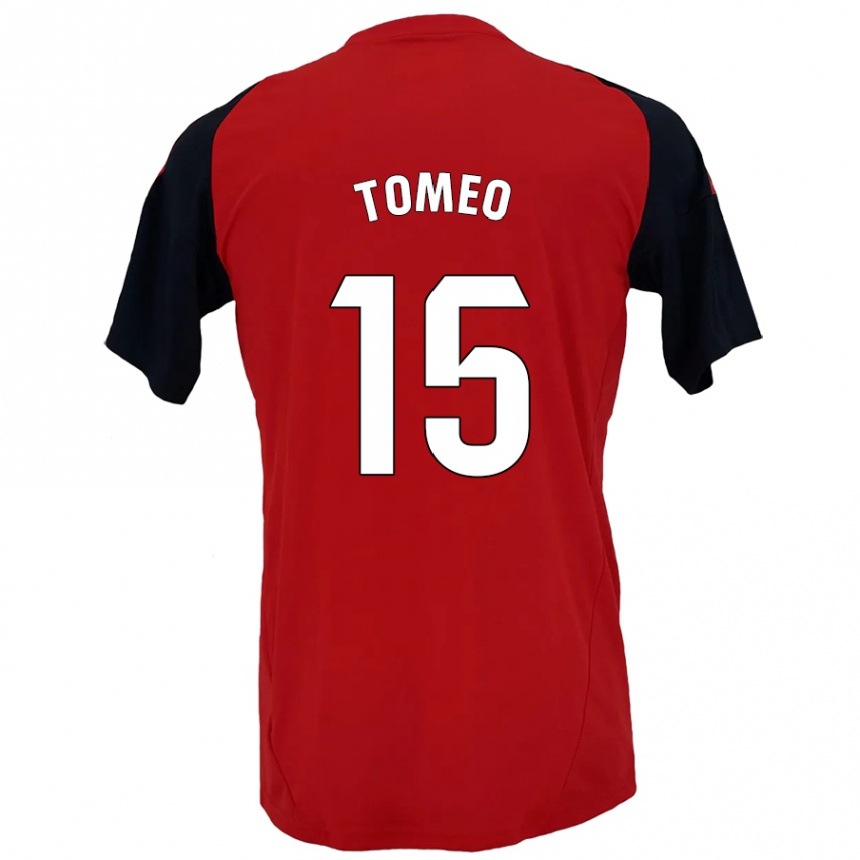 Kids Football Pablo Tomeo #15 Red Black Home Jersey 2024/25 T-Shirt Canada