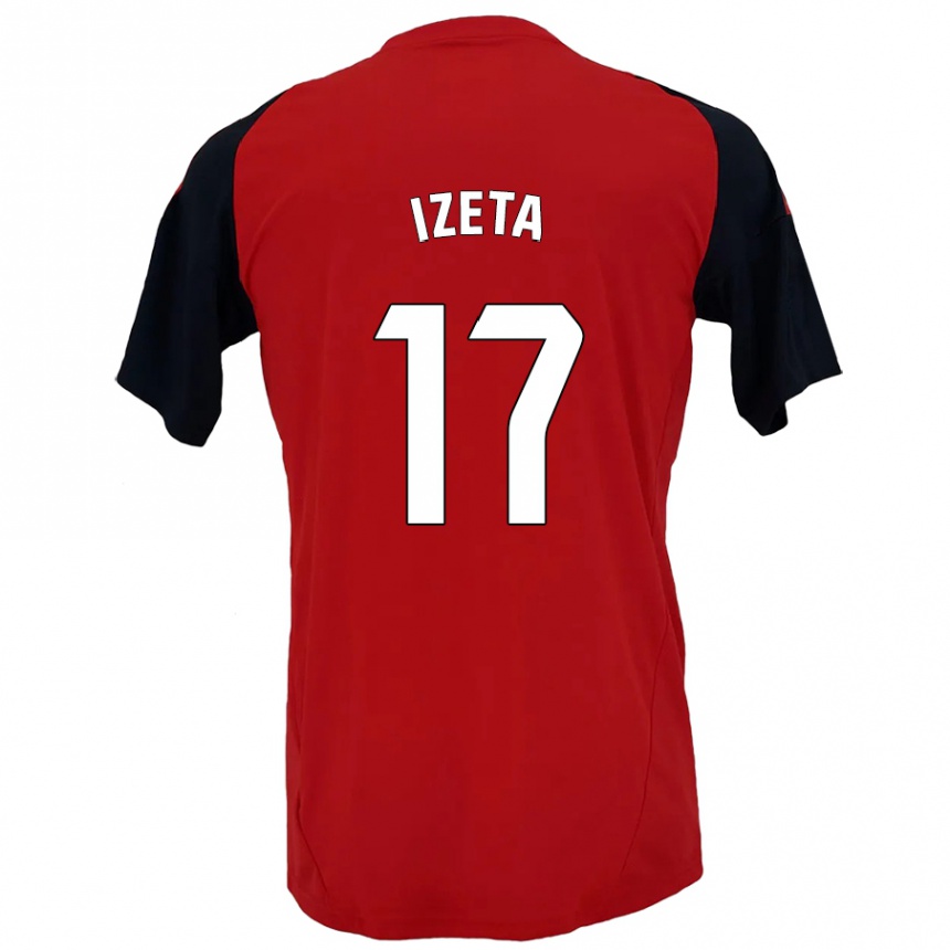 Enfant Football Maillot Urko Izeta #17 Rouge Noir Tenues Domicile 2024/25 Canada