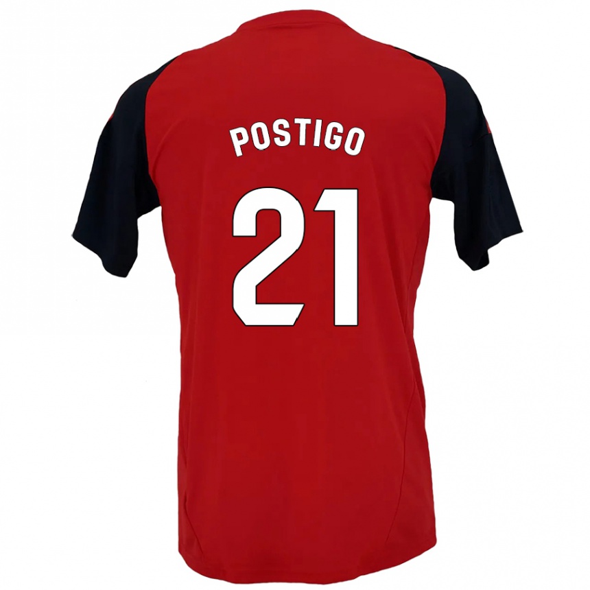 Enfant Football Maillot Sergio Postigo #21 Rouge Noir Tenues Domicile 2024/25 Canada