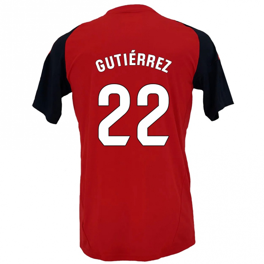 Enfant Football Maillot Juan Gutiérrez #22 Rouge Noir Tenues Domicile 2024/25 Canada