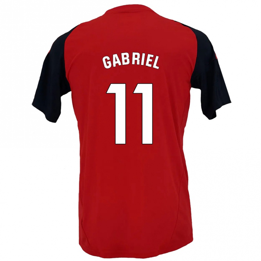 Enfant Football Maillot Sergio Gabriel #11 Rouge Noir Tenues Domicile 2024/25 Canada