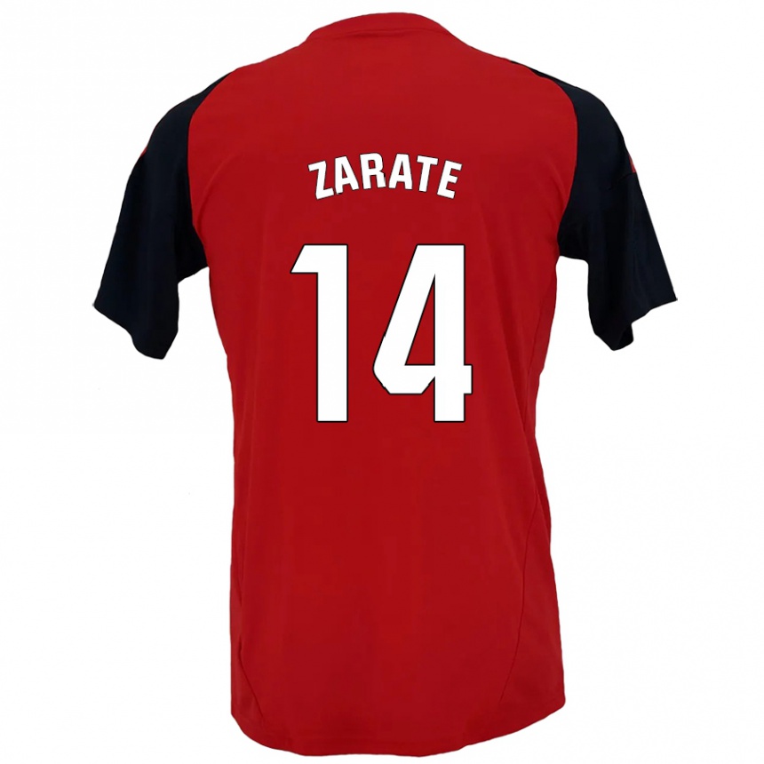 Kids Football Hugo Zárate #14 Red Black Home Jersey 2024/25 T-Shirt Canada