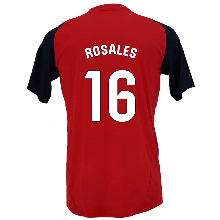 Kids Football Diego Rosales #16 Red Black Home Jersey 2024/25 T-Shirt Canada