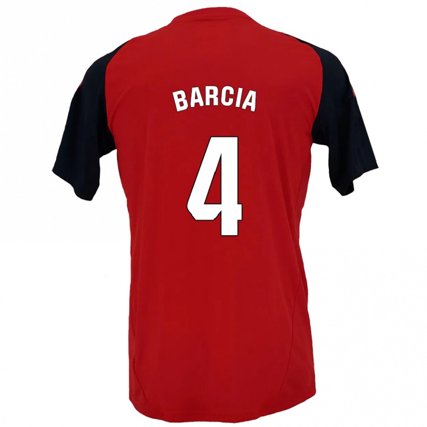 Enfant Football Maillot Sergio Barcia #4 Rouge Noir Tenues Domicile 2024/25 Canada