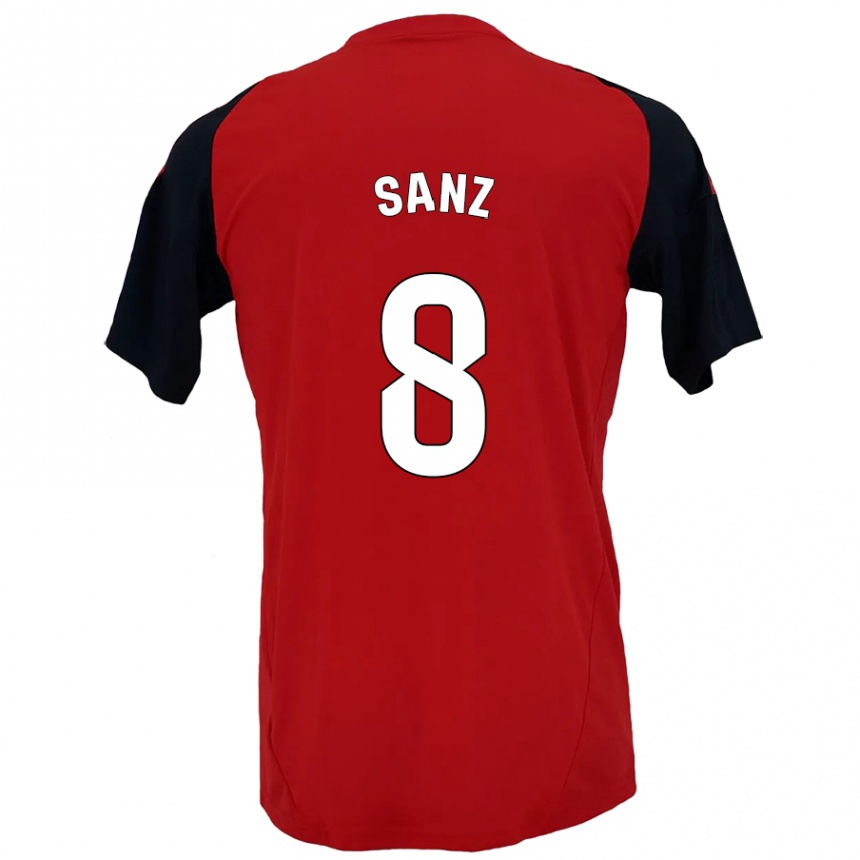 Kids Football Álvaro Sanz #8 Red Black Home Jersey 2024/25 T-Shirt Canada