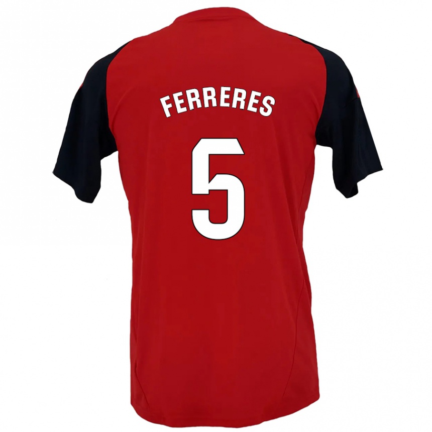 Kids Football Manolo Ferreres #5 Red Black Home Jersey 2024/25 T-Shirt Canada