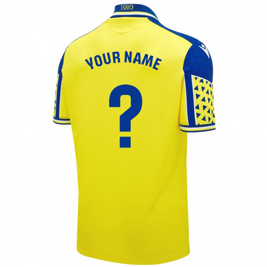 Enfant Football Maillot Votre Nom #0 Jaune Bleu Tenues Domicile 2024/25 Canada