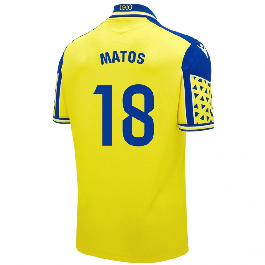 Enfant Football Maillot José Matos #18 Jaune Bleu Tenues Domicile 2024/25 Canada