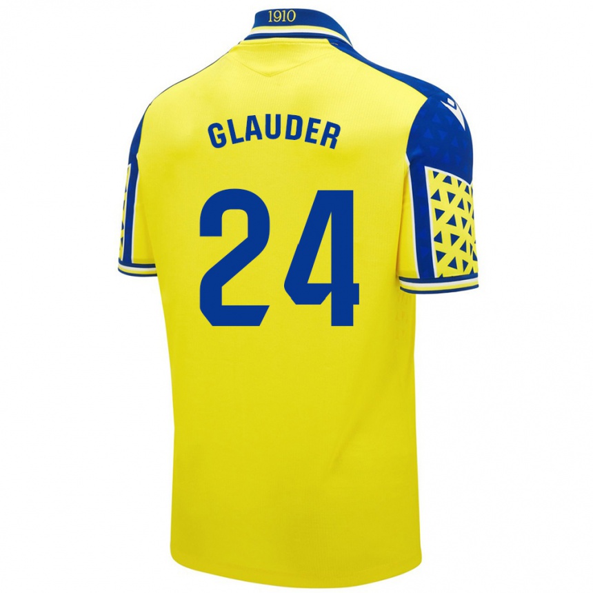 Kids Football Cristian Glauder #24 Yellow Blue Home Jersey 2024/25 T-Shirt Canada