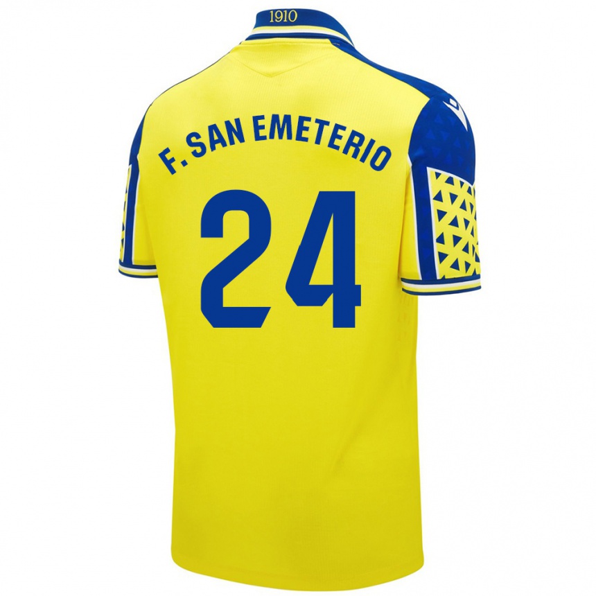 Enfant Football Maillot Fede San Emeterio #24 Jaune Bleu Tenues Domicile 2024/25 Canada