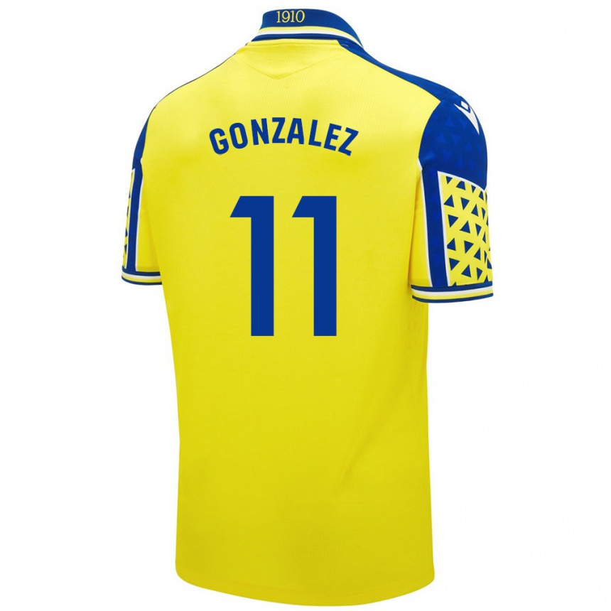 Kids Football Chus González #11 Yellow Blue Home Jersey 2024/25 T-Shirt Canada