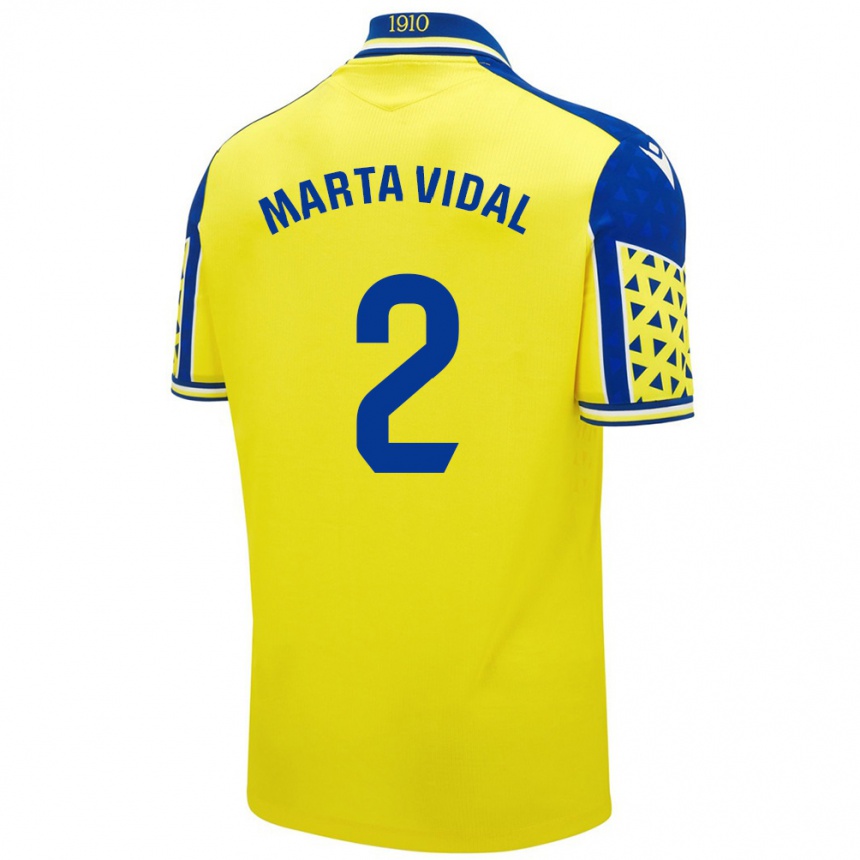 Kids Football Marta Vidal Vela #2 Yellow Blue Home Jersey 2024/25 T-Shirt Canada