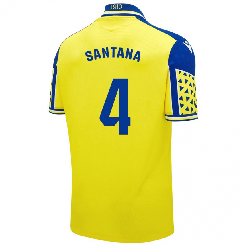 Kids Football María Del Carmen Santana Vázquez #4 Yellow Blue Home Jersey 2024/25 T-Shirt Canada