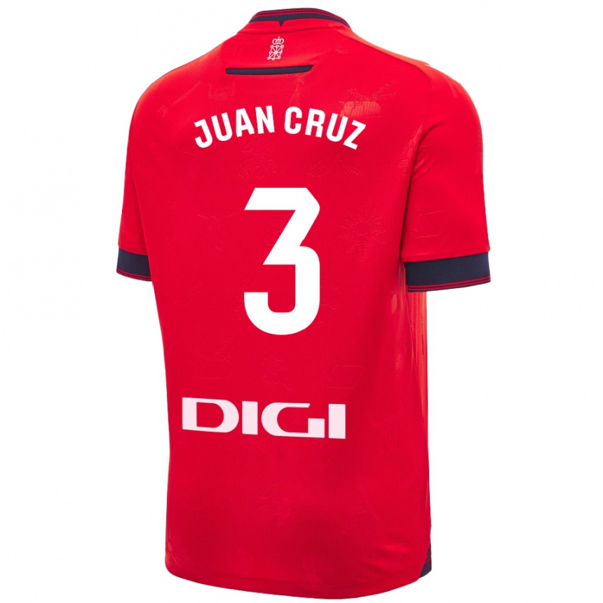 Enfant Football Maillot Juan Cruz #3 Rouge Blanc Tenues Domicile 2024/25 Canada