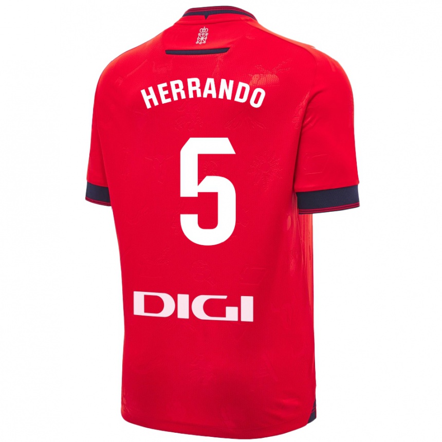 Kids Football Jorge Herrando #5 Red White Home Jersey 2024/25 T-Shirt Canada