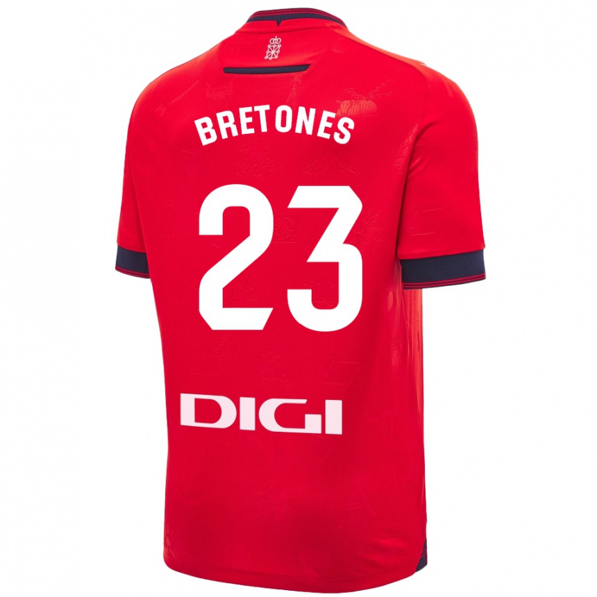 Kids Football Abel Bretones #23 Red White Home Jersey 2024/25 T-Shirt Canada