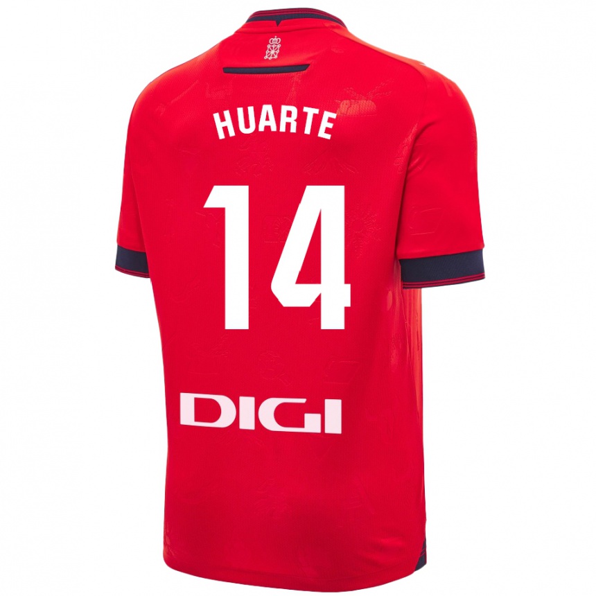 Enfant Football Maillot Xabi Huarte #14 Rouge Blanc Tenues Domicile 2024/25 Canada