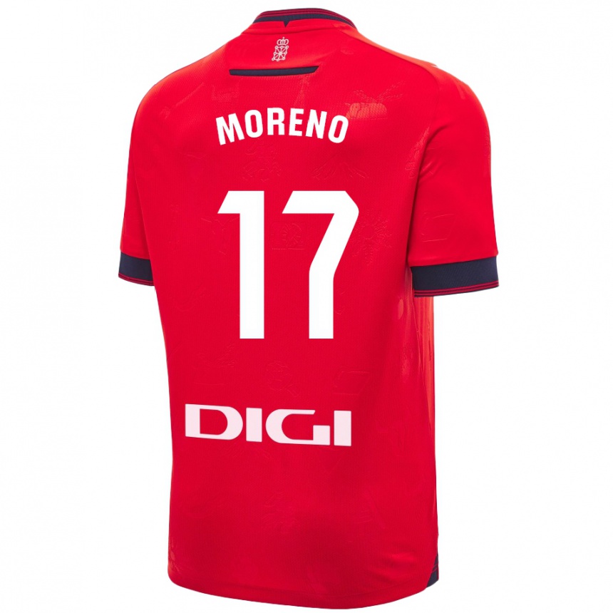 Kids Football Pablo Moreno #17 Red White Home Jersey 2024/25 T-Shirt Canada