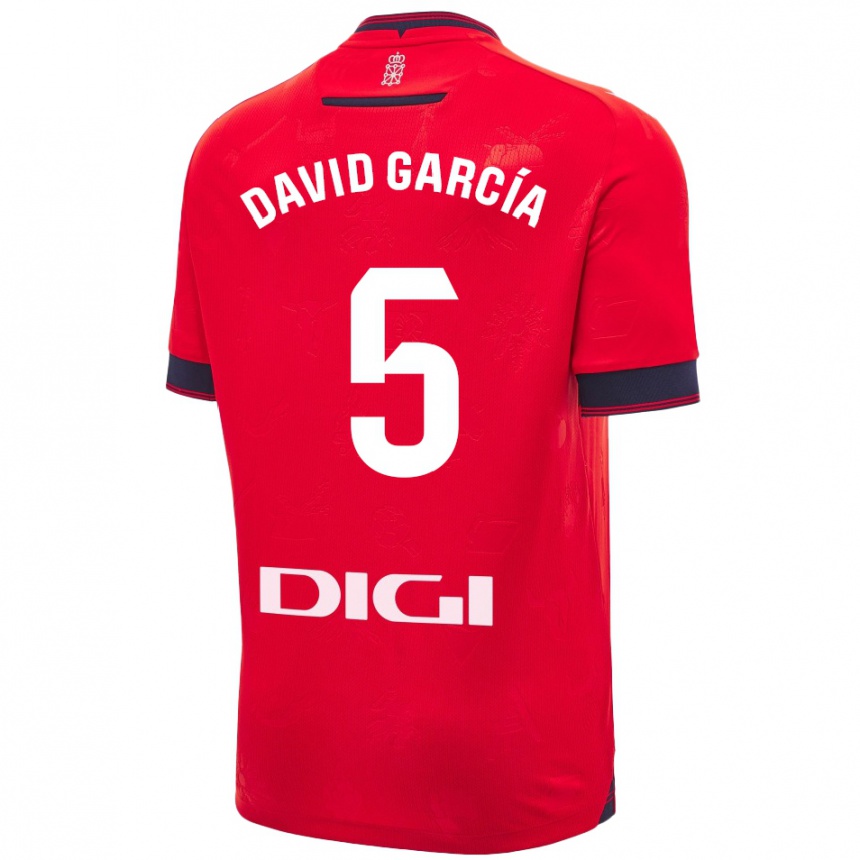 Enfant Football Maillot David García #5 Rouge Blanc Tenues Domicile 2024/25 Canada