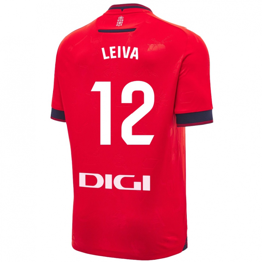 Enfant Football Maillot Álvaro Leiva #12 Rouge Blanc Tenues Domicile 2024/25 Canada