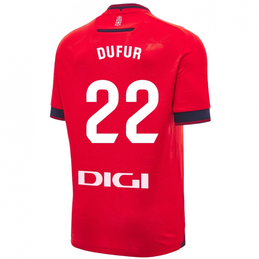 Kids Football Ander Dufur #22 Red White Home Jersey 2024/25 T-Shirt Canada