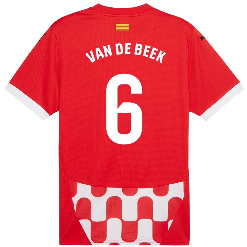 Enfant Football Maillot Donny Van De Beek #6 Rouge Blanc Tenues Domicile 2024/25 Canada