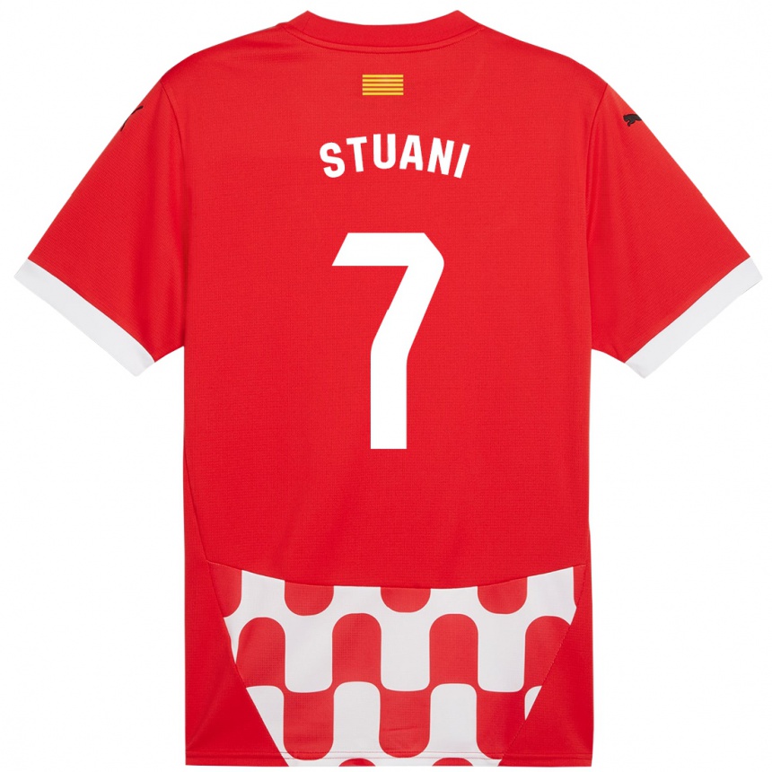 Kids Football Cristhian Stuani #7 Red White Home Jersey 2024/25 T-Shirt Canada