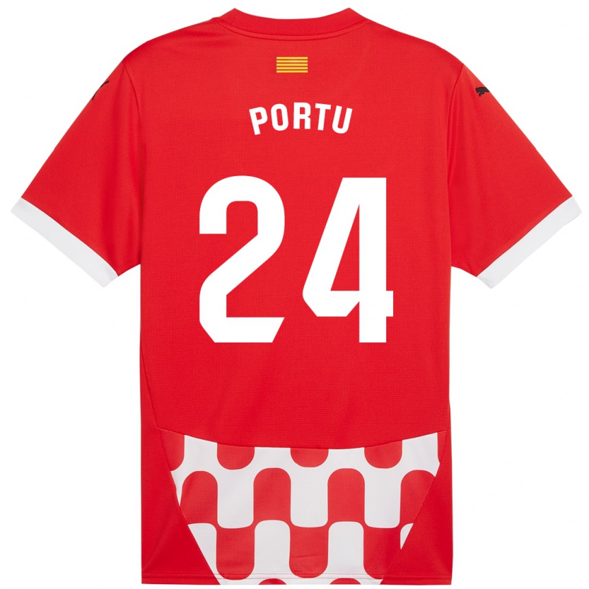 Kids Football Portu #24 Red White Home Jersey 2024/25 T-Shirt Canada