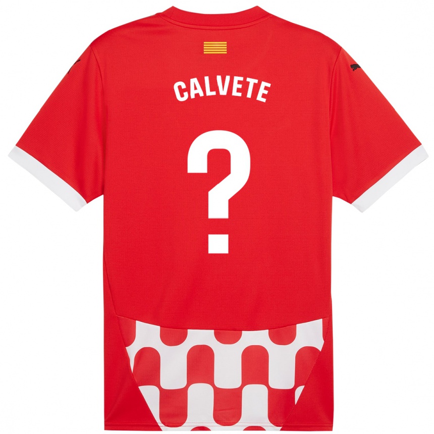 Kids Football Pablo Calvete #0 Red White Home Jersey 2024/25 T-Shirt Canada