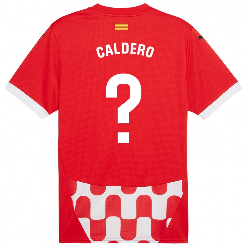 Enfant Football Maillot Nil Caldero #0 Rouge Blanc Tenues Domicile 2024/25 Canada