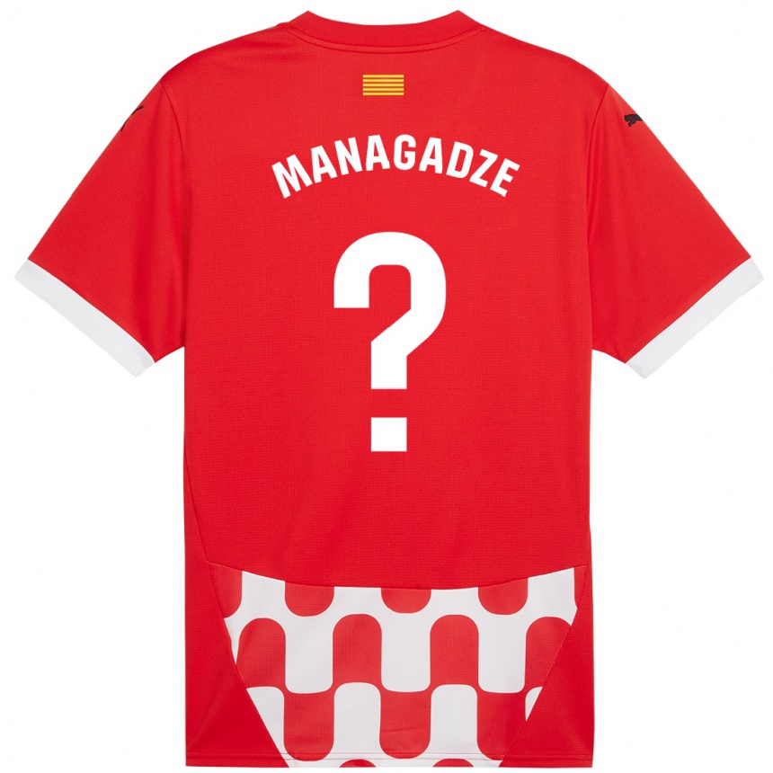 Kids Football Luka Managadze #0 Red White Home Jersey 2024/25 T-Shirt Canada