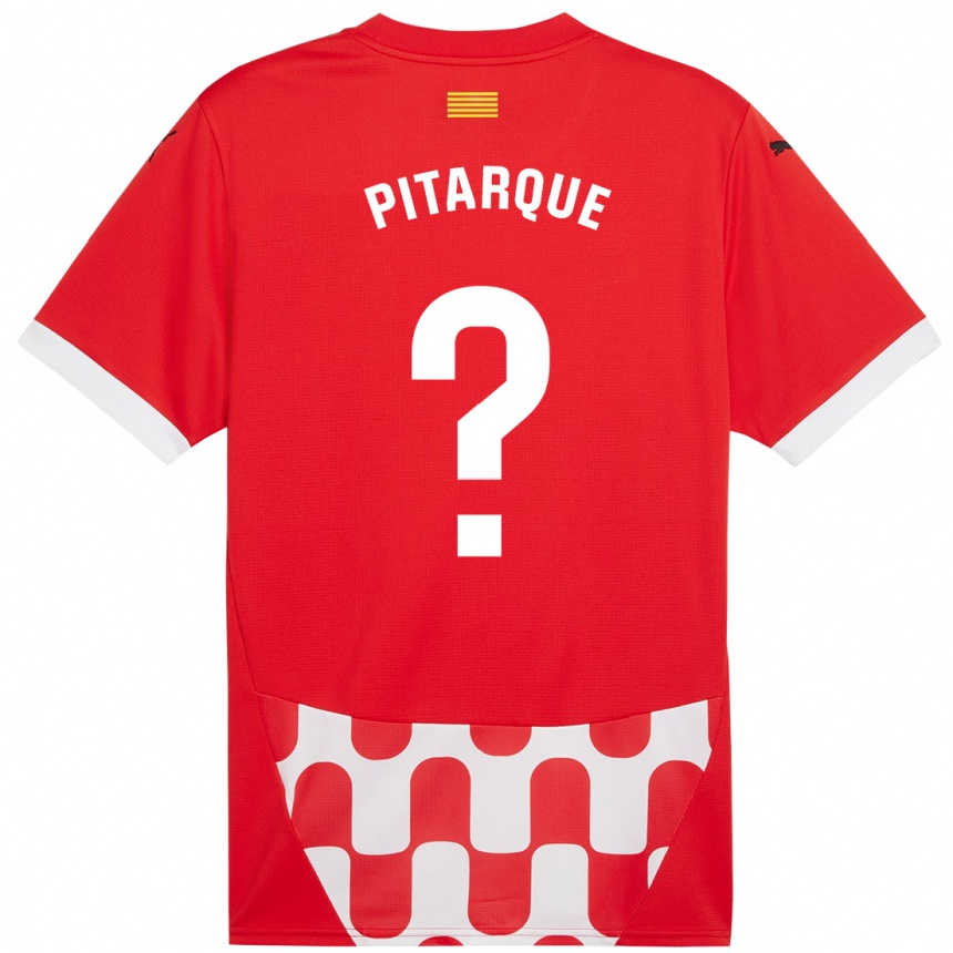 Kids Football Víctor Pitarque #0 Red White Home Jersey 2024/25 T-Shirt Canada