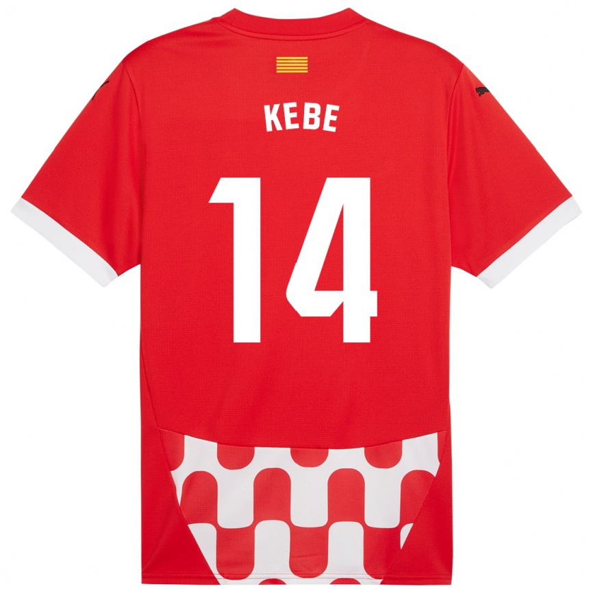 Kids Football Moussa Kébé #14 Red White Home Jersey 2024/25 T-Shirt Canada