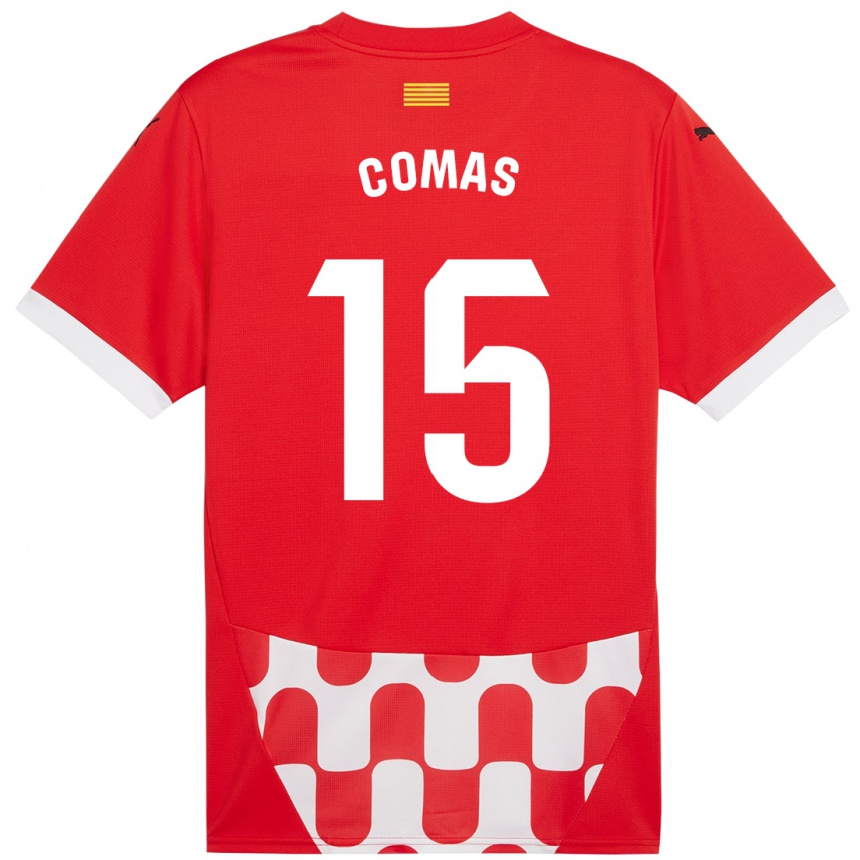 Kids Football Oriol Comas #15 Red White Home Jersey 2024/25 T-Shirt Canada