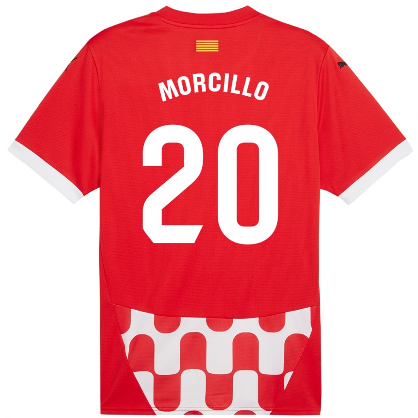 Enfant Football Maillot Luis Morcillo #20 Rouge Blanc Tenues Domicile 2024/25 Canada