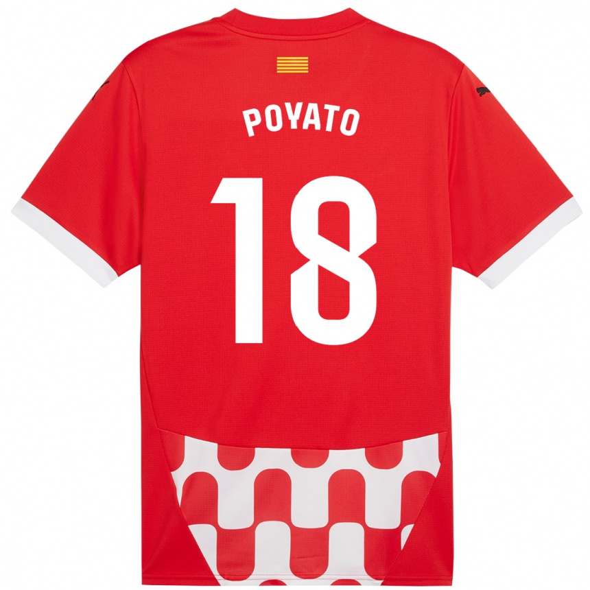 Enfant Football Maillot Marina Poyato #18 Rouge Blanc Tenues Domicile 2024/25 Canada