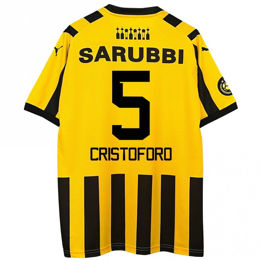 Enfant Football Maillot Sebastián Cristóforo #5 Jaune Noir Tenues Domicile 2024/25 Canada