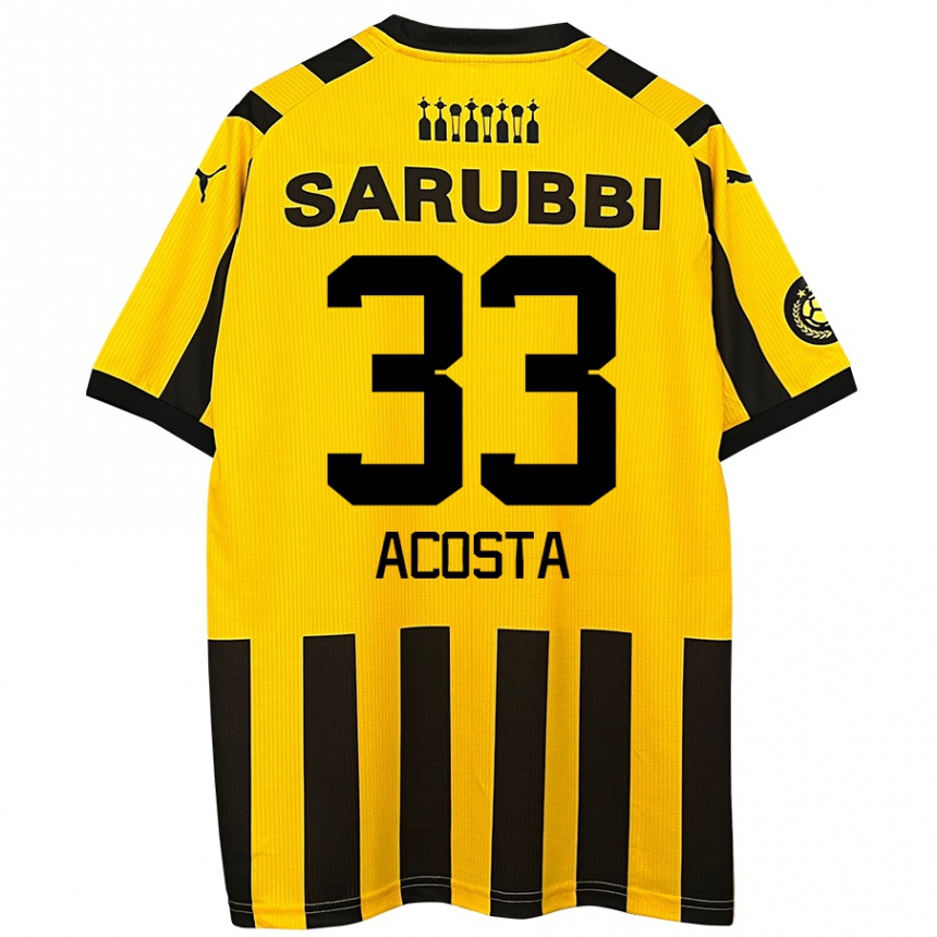 Kids Football Nahuel Acosta #33 Yellow Black Home Jersey 2024/25 T-Shirt Canada